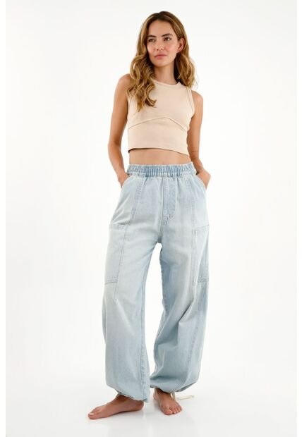 Jean De Silueta Amplia Azul Para Mujer