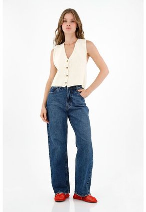 Topmark Chaleco Tejido Crudo Para Mujer