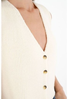 Topmark Chaleco Tejido Crudo Para Mujer