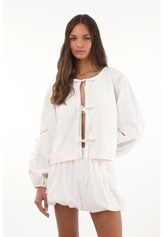 Topmark Abrigo Con Flores Bordadas Crudo Para Mujer topmark