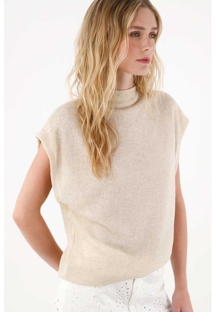 Topmark Camiseta Oversize De Cuello Alto De Ajuste Cómodo Para Mujer