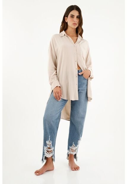 Camisa Oversize Gris Para Mujer