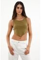 Camiseta Verde Cuello Redondo Tipo Crop Para Mujer de topmark