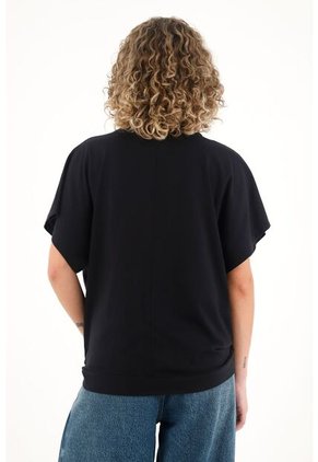 Topmark Camiseta Con Prenses En Delantero Negra Para Mujer