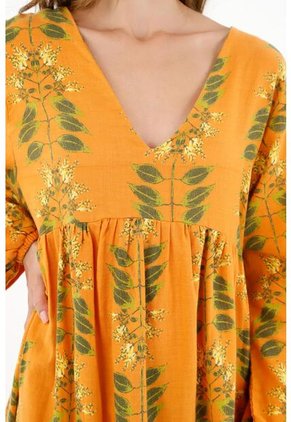 Topmark Vestido Manga Larga Naranja Para Mujer
