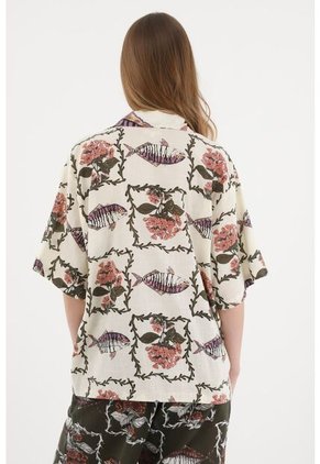 Topmark Camisa Tipo Bowling Estampada Para Mujer