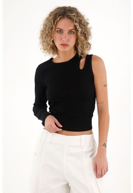 Topmark Camiseta De Una Sola Manga Negra Para Mujer