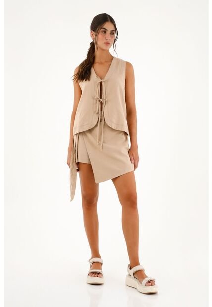 Topmark Falda Short Crudo Con Tapa Delantera Para Mujer