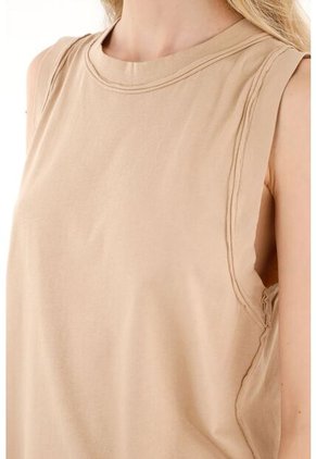 Camiseta Crudo De Manga Sisa Para Mujer