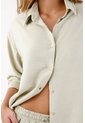 Topmark Camisa Para Mujer De Viscosa Verde Salvia Relaxed Fit Con Textura Arrugada de topmark