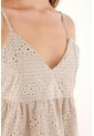Vestido Corto Crudo Con Escote En V Para Mujer de topmark