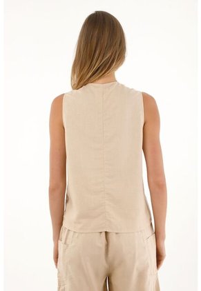 Topmark Chaleco De Tiras Que Anudan En El Frente Café Para Mujer