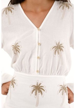 Topmark Vestido Corto Estampado Manga Larga Para Mujer