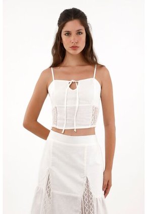 Topmark Camisa Crop De Tiras Crudo De Ajuste Cómodo Para Mujer