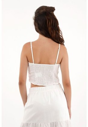 Topmark Camisa Crop De Tiras Crudo De Ajuste Cómodo Para Mujer