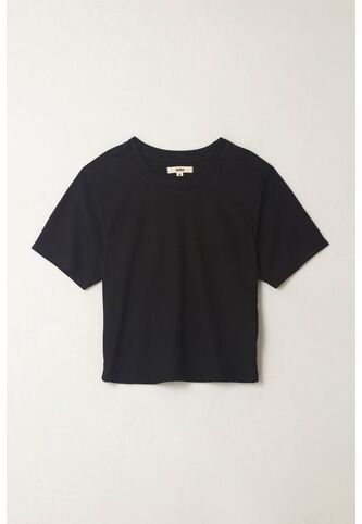 Topmark Camiseta Ajustada Acanalada Negra Para Mujer topmark