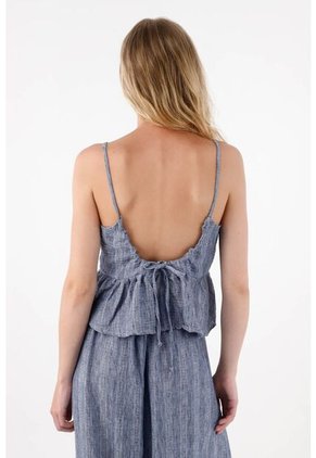 Topmark Camisa De Tiras Y Tela Fluida Azul Para Mujer