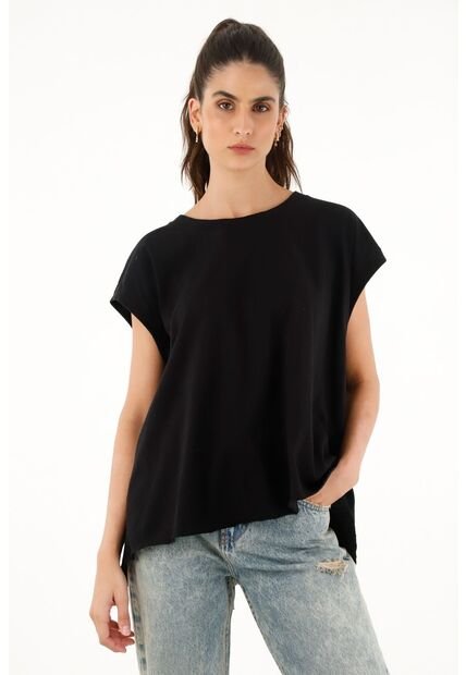 Topmark Camiseta Negra De Silueta Amplia Para Mujer