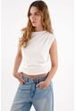 Topmark Tshirt Para Mujer En Algodón Blanco Fit Relajado Con Escote Asimétrico de topmark