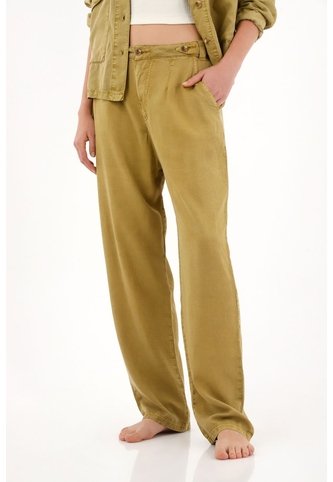 Pantalón Tiro Alto Con Teñido Overdye Verde Para Mujer topmark
