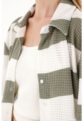 Topmark Camisa Manga Corta Con Diseño A Rayas Para Mujer