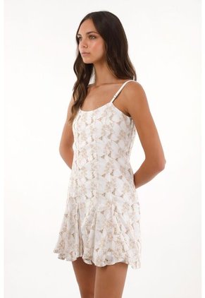 Topmark Vestido Corto Bordado Blanco Para Mujer