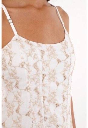 Topmark Vestido Corto Bordado Blanco Para Mujer