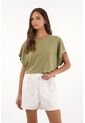 Camiseta Crop Amplia Verde Para Mujer de topmark