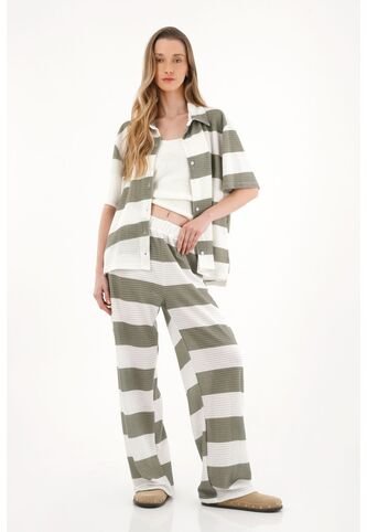 Topmark Camisa Manga Corta Con Diseño A Rayas Para Mujer topmark