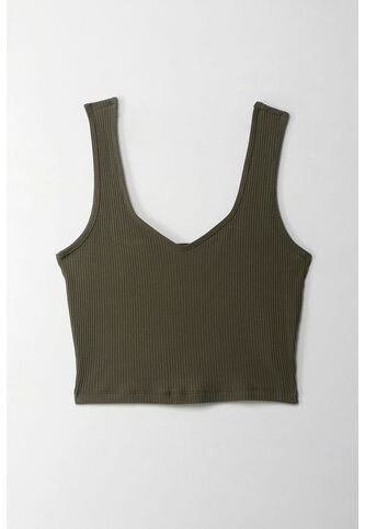 Topmark Camiseta Crop En Rib Verde Para Mujer topmark