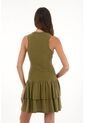 Vestido Corto Ajustado Con Boleros Verde Para Mujer de topmark