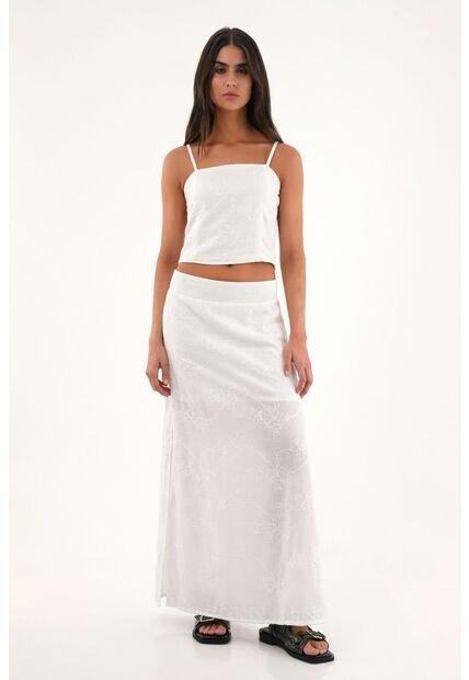 Topmark Camisa Crudo De Tela Bordada Para Mujer