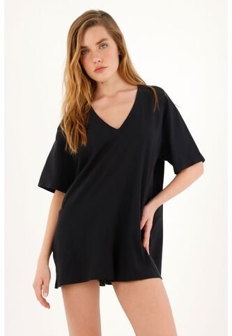 Topmark Enterizo Corto Negro Tejido Para Mujer topmark