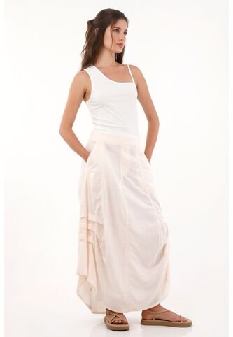 Topmark Falda Larga Con Bolsillos De Parche Crudo Para Mujer topmark