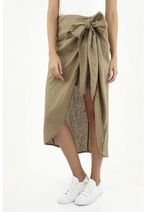 Falda Midi Café Para Mujer