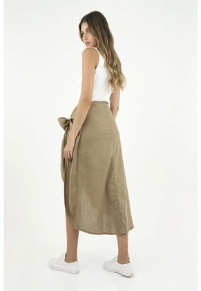 Falda Midi Café Para Mujer