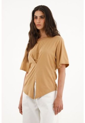 Camiseta Con Detalle Recogido En Delantero Para Mujer