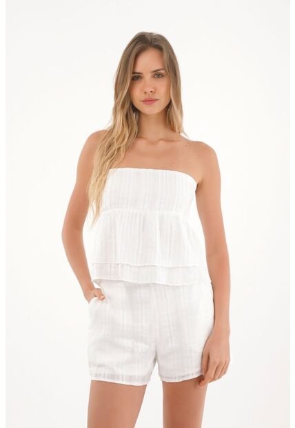 Topmark Camisa Strapless Con Bolero Crudo Para Mujer