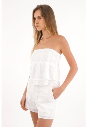 Topmark Camisa Strapless Con Bolero Crudo Para Mujer