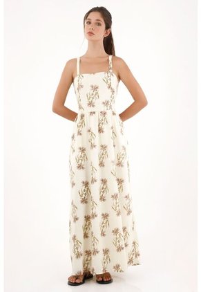 Topmark Vestido Largo Con Estampado De Flores Crudo Para Mujer