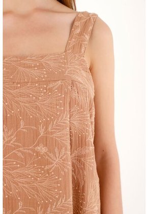 Topmark Vestido Corto Café De Tiras Y Bolero En Ruedo Para Mujer