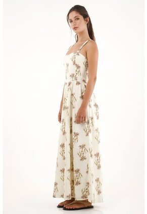 Topmark Vestido Largo Con Estampado De Flores Crudo Para Mujer
