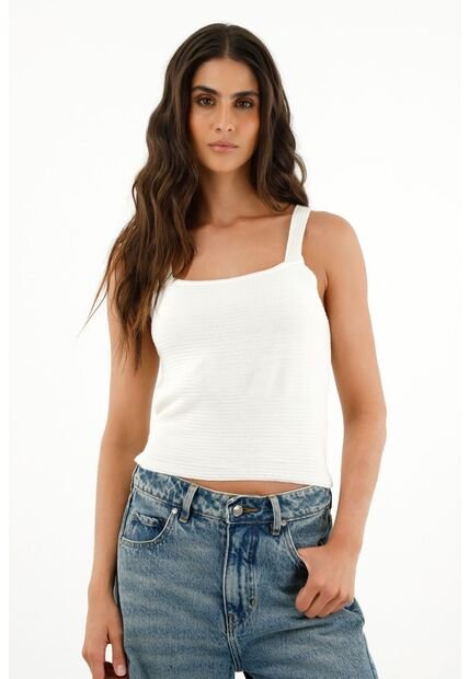 Topmark Camiseta Manga Sisa Ajustada Crudo Para Mujer