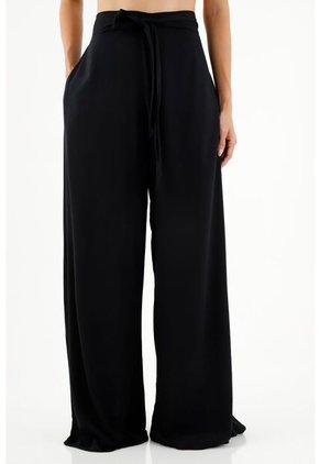 Pantalón De Silueta Amplia Negro Para Mujer