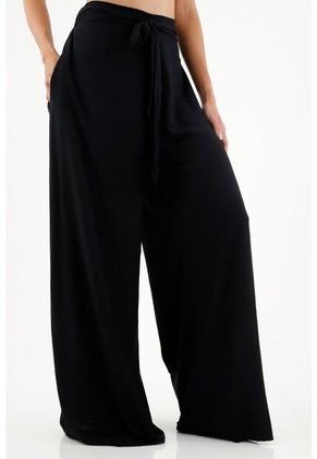 Pantalón De Silueta Amplia Negro Para Mujer