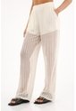 Topmark Pantalón Recto De Tejido Abierto Crudo Para Mujer de topmark