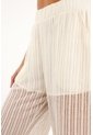 Topmark Pantalón Recto De Tejido Abierto Crudo Para Mujer de topmark