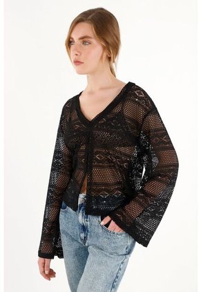 Topmark Camiseta Negra De Cuello Bandeja Para Mujer