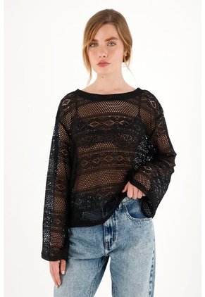 Topmark Camiseta Negra De Cuello Bandeja Para Mujer