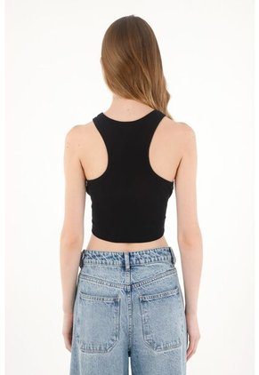 Topmark Camiseta Manga Sisa Negra Para Mujer
